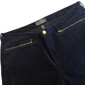 Lauren Ralph Lauren RL Active Navy Corduroy Zip Pocket Equestrian Pants Sz 16